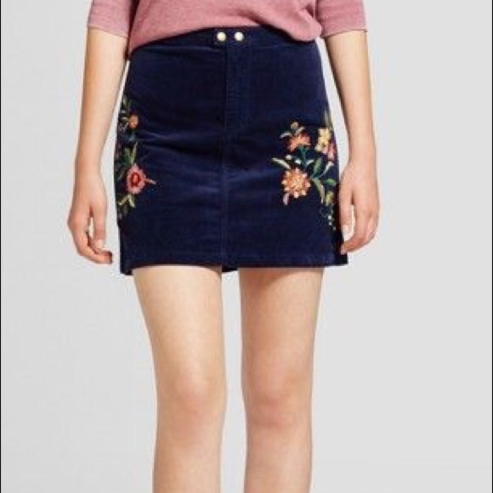 Corduroy navy mini skirt
